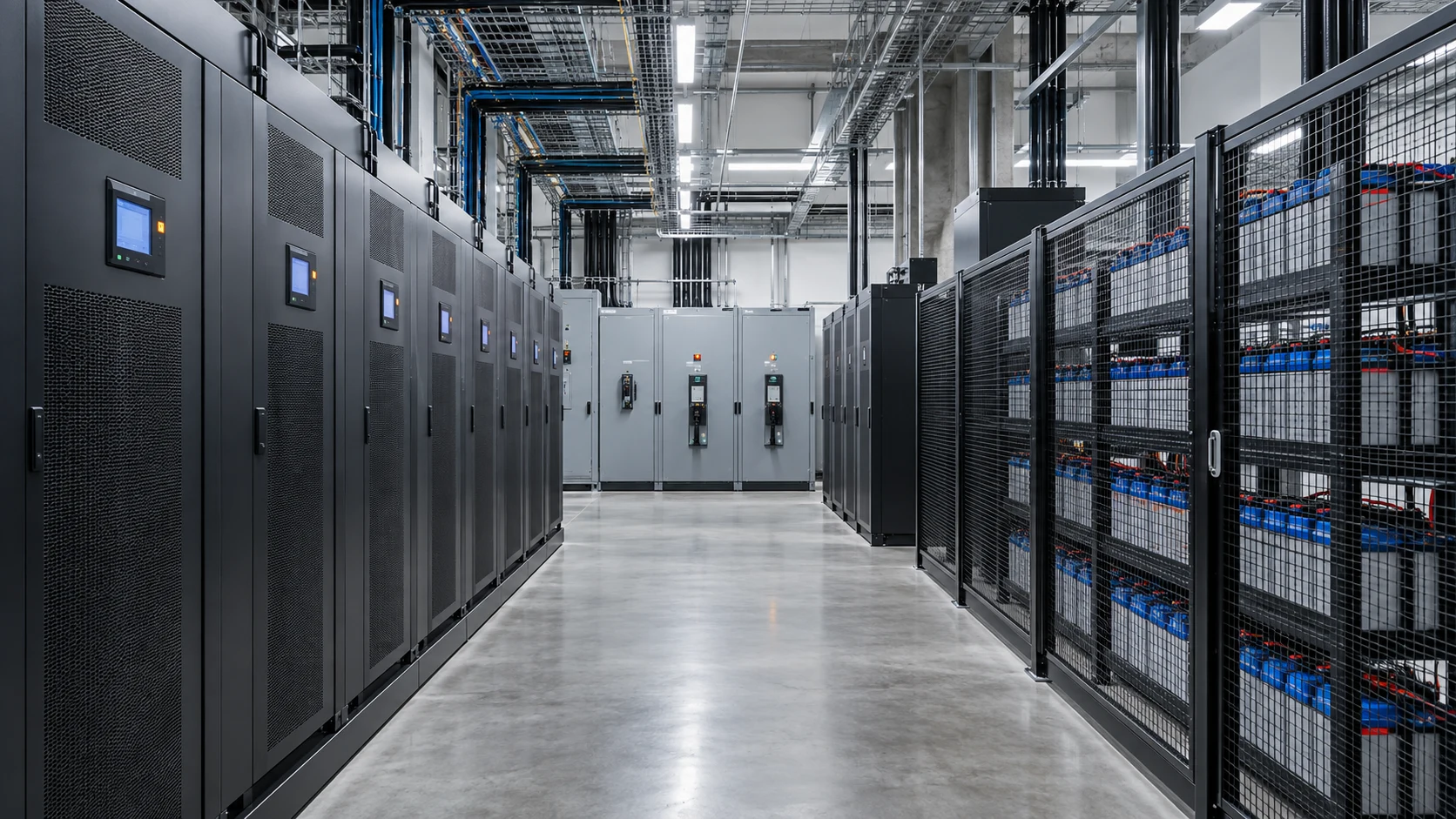 Representative commercial UPS and battery critical-power room